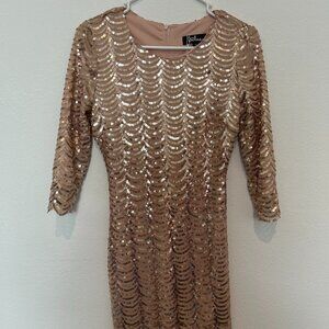 Vertigo Sleeveless Abstract Shift Dress – Yellow/Orange – Size Medium